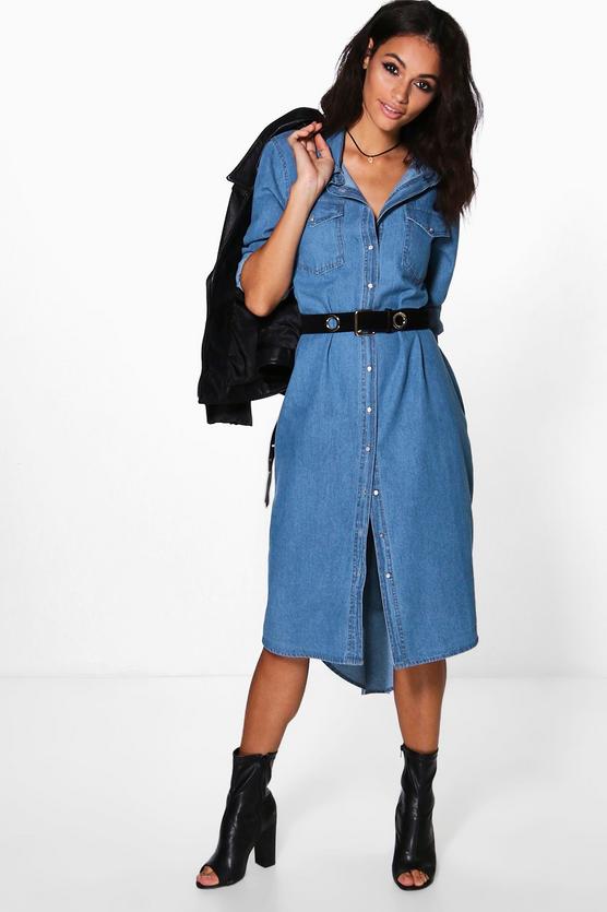 Diana Denim Long Shirt Dress